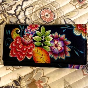 Anuschka hand painted clutch wallet with RFID protection